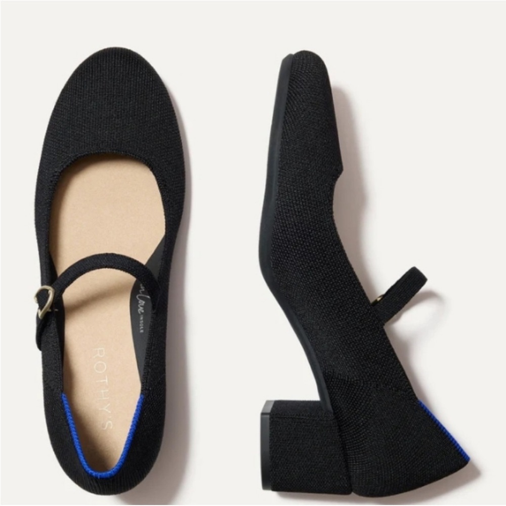 Rothy’s Women’s The Mary Jane Heels 2 inch Block Heel Black Size 7.5 Office